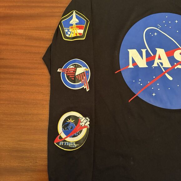 NASA Chemistry T-shirt Men‎ Large Graphic Patches Black Long Sleeve Cotton Blend - Picture 3 of 6